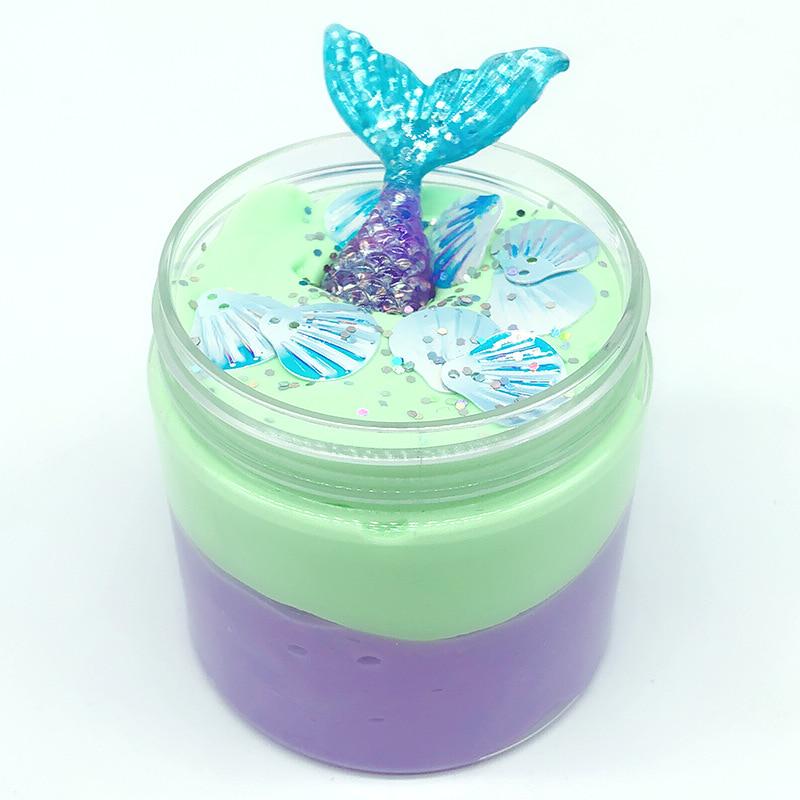 Русалочка хлопковая слизь пушистая кристальная грязь лепка глина антистрессовая игрушка замазка для детей большая игрушка слизь