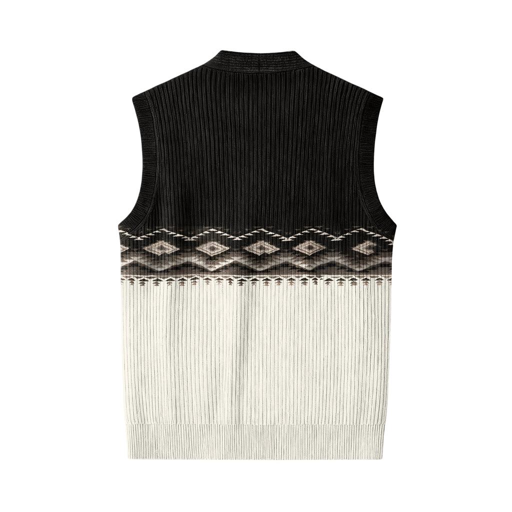 Men's V-Neck Sleeveless Knit Cardigan Vest