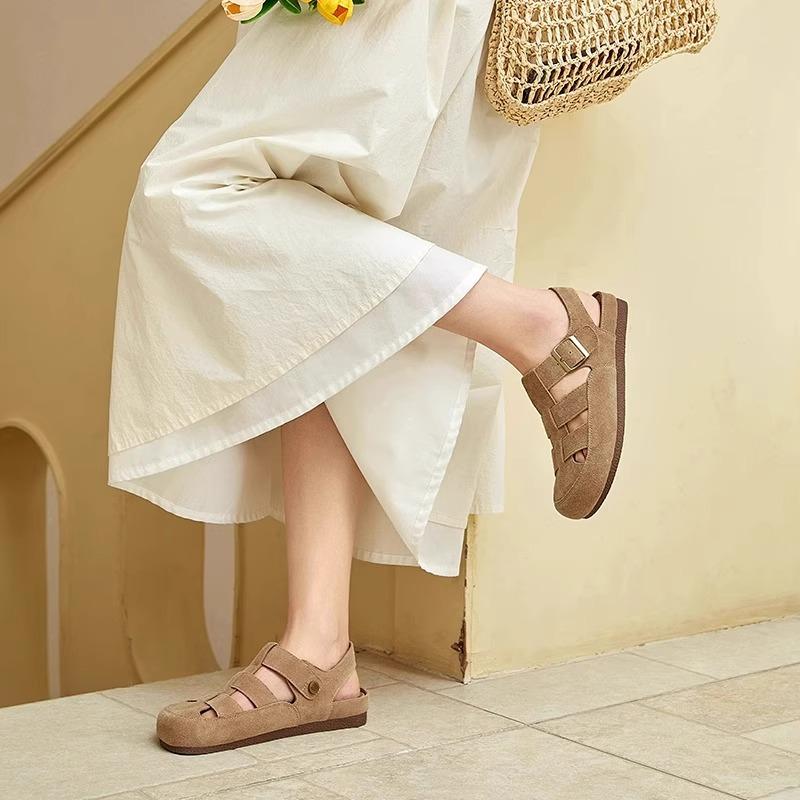 Boken Bag Head Slippers Women's Spring Outer Wear Hollow Sandals Women's Summer New Flat-bottomed Bag Head Slippers