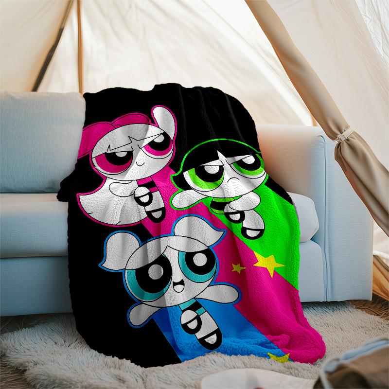 The Powerpuff Girls printed throw blanket—lightweight,soft,warm;versatile blanket for all seasons—perfect as &air-conditioning throw,nap blanket