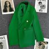 Milky White Green-Botton Suit Jacket - Korean Edition, 2024 Spring/Autumn, Women's Casual High-End Blazer