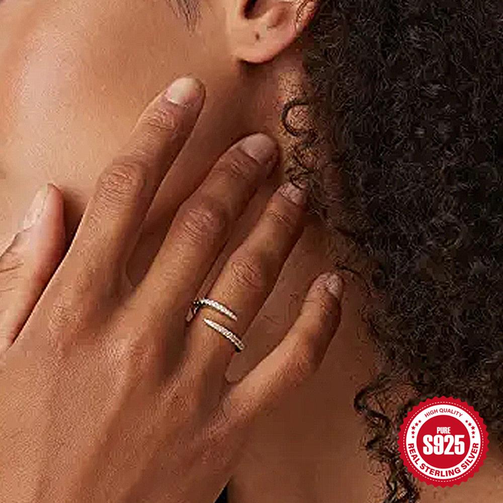 Стильное простое кольцо из стерлингового серебра 925 пробы с открытым крестом и подвеской в виде креста