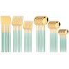 36Pcs Mint Gold Cutlery Set Mirror Stainless Steel Flatware Set Knife Fork Coffee Spoon Chopsticks Dinnerware Kitchen Tableware