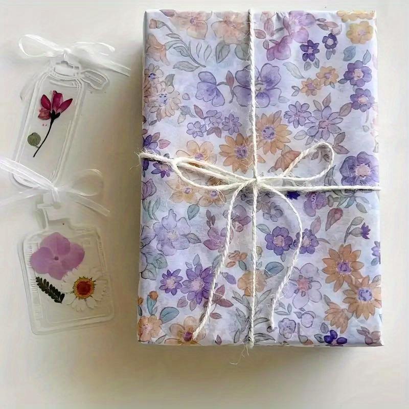 10 Purple Flower and Greenery Pattern Tissue 20 X 27.5 Inches - Perfect for Gift Wrapping Party Gifts Birthday Weddings