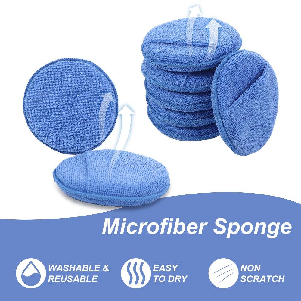 6pcs Double-sided Cleaning Pads Rags Ultra-Soft Car Wax Applicator Pad  Auto Detailing