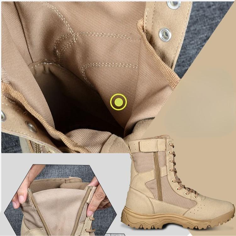 Outdoor High Top Desert Boots Soft Soled Combat Training Boots Men's Breathable Hiking Shoes Spring and Autumn Tactical Shoes Anti Slip Hiking Shoes