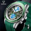 MARK FAIRWHALE Watches for Man 5730 Earth Dial Quartz Wristwatch Sport Silicone Strap Chronograph Waterproof Men Watch Gift Box