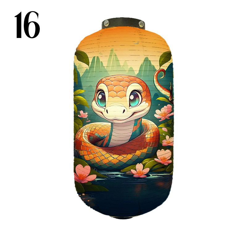 Японский Стиль Тканевый Фонарь Маскоты Новогоднего Фестиваля Зодиакальная Змея Принт Фонарь Магазин Суши Бистро Ресторан Декор Украшения