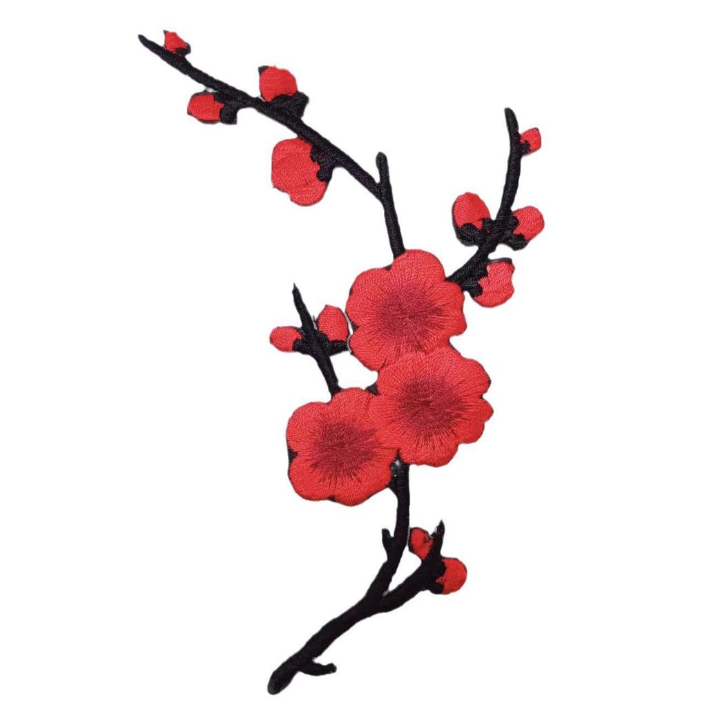 Plum Blossom Velcro Embroidery Patch: Handmade DIY Clothing Accessory