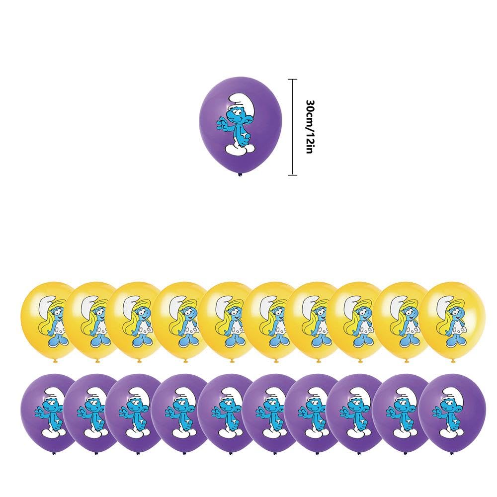 Smurfs Birthday Decorations Party Set The Smurfs Cartoon Characters Kids Cute Funny Boys Girls Happy Birthday Garland Banner Balloons Cake Topper