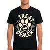 Европейский размер Treat Dealer Футболка с графическим принтом лапы - Круглый вырез, Короткий рукав, Свободный крой - Идеально для Хэллоуина, Дня благодарения