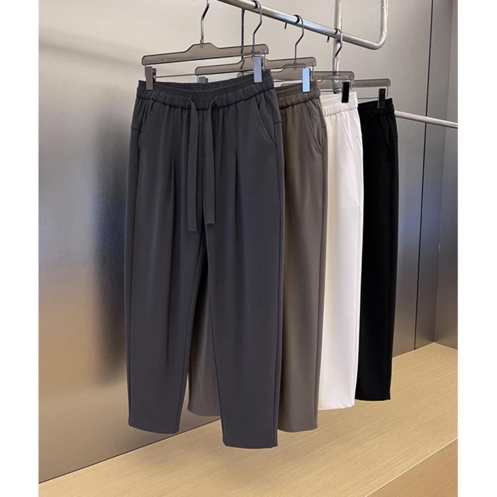 Мужские классные летние зауженные брюки-шаровары с защитой от морщин