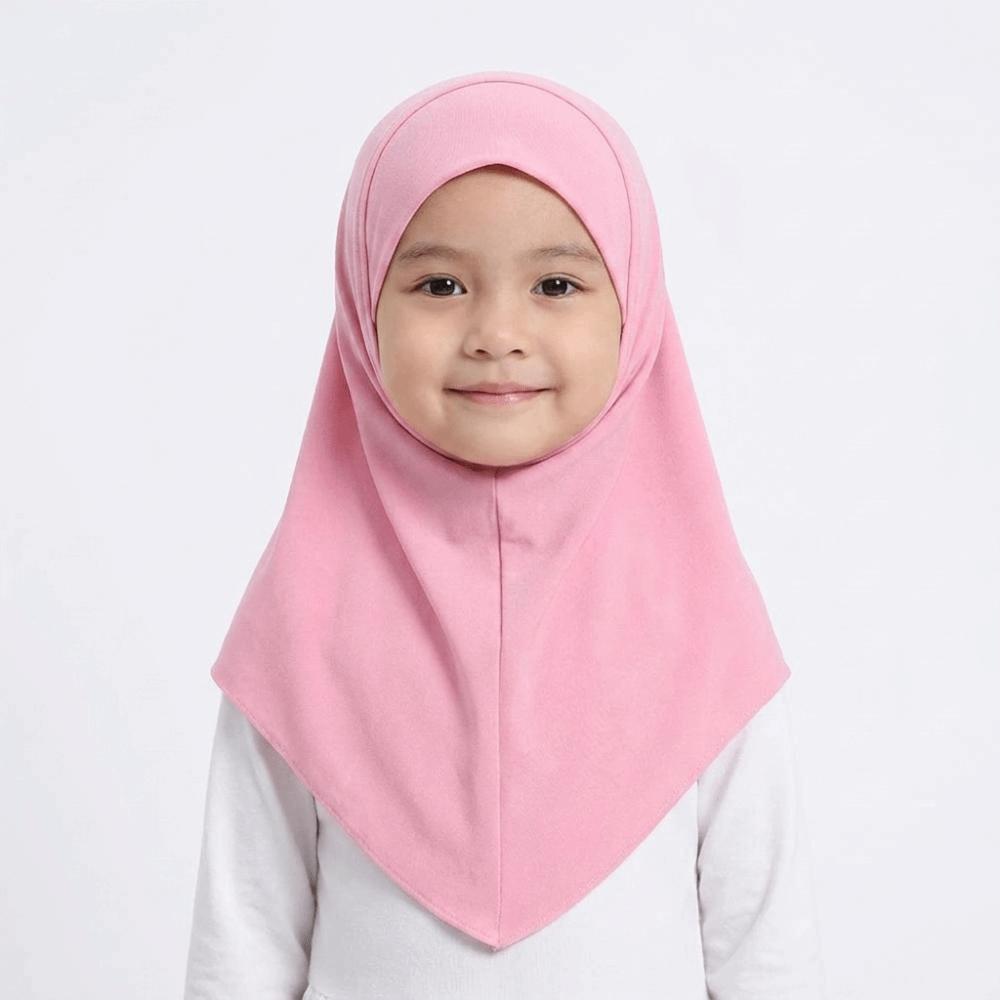 Solid Color Hijab Scarf Ice Silk Sun Protection Headscarf Fashion Kids Hijab Summer
