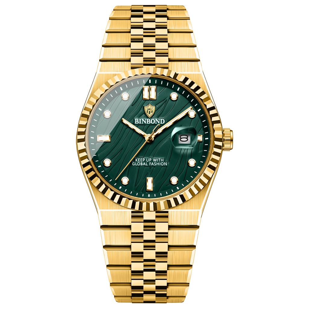 BINBOND Luxury Business B6161 Men's Quartz Watch Waterproof Night Light Calendar Fashion Men's Watch