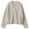 Autumn and Winter Women's Sweater Retro Loose V-Neck Folded Cuffs Soft Knitted Cardigan Sweater Outerwear