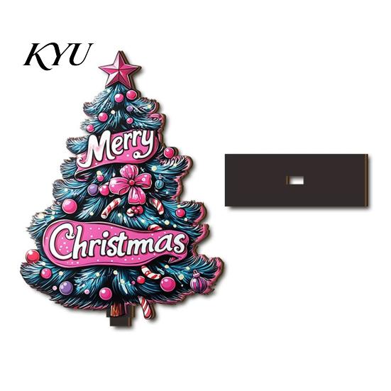 Miniature Christmas Trees for Desk 2D Wooden Tabletop Ornaments, Xmas Tree Santa Party Favors Snowman Sign with Stand, Holiday Decorations Colorful