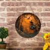 1pc Witch Riding a Broom Halloween Wooden Wall Painting Listing-classic Style 8x 8 Inch Round Wooden Sign-high Quality Printing