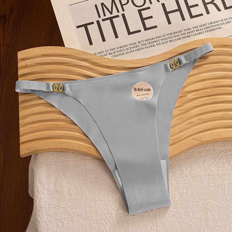 "Ice Silk Seamless Thong Underwear for Women - Pure Cotton, Anti-Low Waist, Large Size"