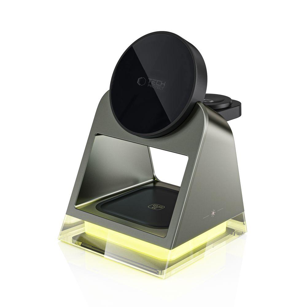 Tech-Protect Qi15W-A43 3In1 Magnetic Magsafe Wireless Charger Black