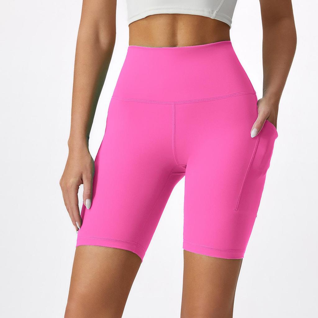 Summer High-Waist Peach Lift Yoga Shorts - Nude Feel Outdoor Cycling & Fitness Leggings