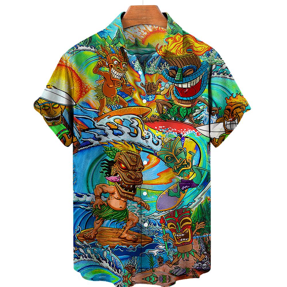 Men's Hawaiian 3d Shirts Streetwear Short Sleeve Oversized Summer Camisa Floral Masculina Blouse Retro