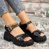 2024 High Heels Gladiator Sandals Woman Open Head Sexy Block Heel Platform Shoes Summer Buckle Size 35-43 Women Sandals