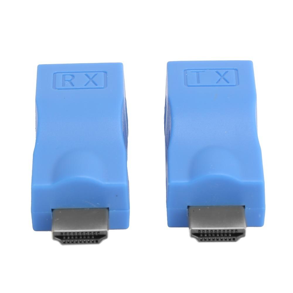 A Pair of 1080P Support 4K HD Male to RJ45 Female Extender Signal Adapter for Cat-5e/6 for DVD