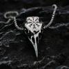 Viking Crow Head Rune Titanium Steel Pendant, European and American Trendy Men's Retro Personality Necklace Accessories