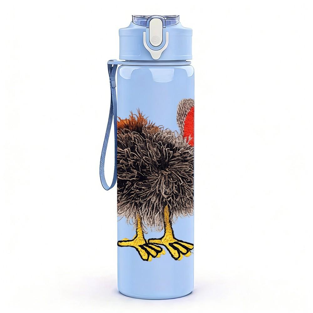 1PC Wild Turkey Bird Wildlife Print 750ml Color Plastic Sports Water Bottle Leakproof Flip Straw Lid Suitable for Sports Office Home Use