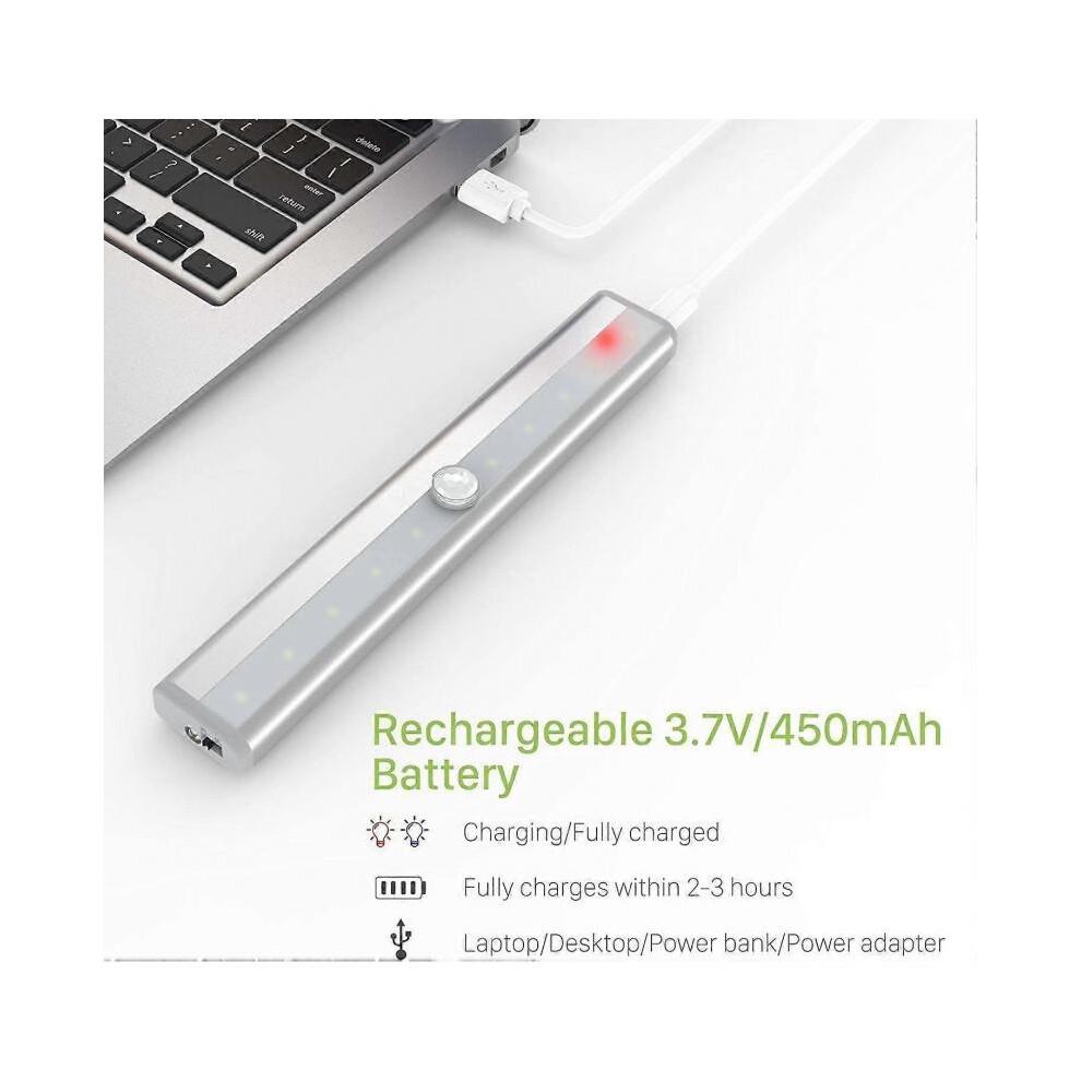 LED Bewegungssensor Kleiderschrank Beleuchtung,USB Wiederaufladbare Schrankleuchten,Stick auf berall Wireless 10 LED Schrankbeleuchtung mit Magnetstre