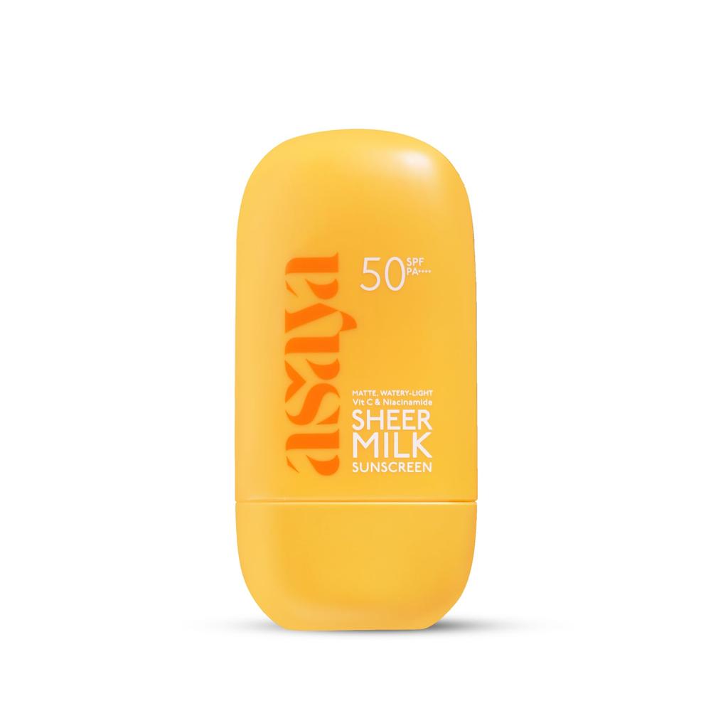 Asaya Легкое молочко-солнцезащитное средство SPF 50 PA++++ UVA + UVB | Протестировано In-VIVO | Легкая флюидная солнцезащитная эссенция с витамином C и ниацинамидом для осветления и