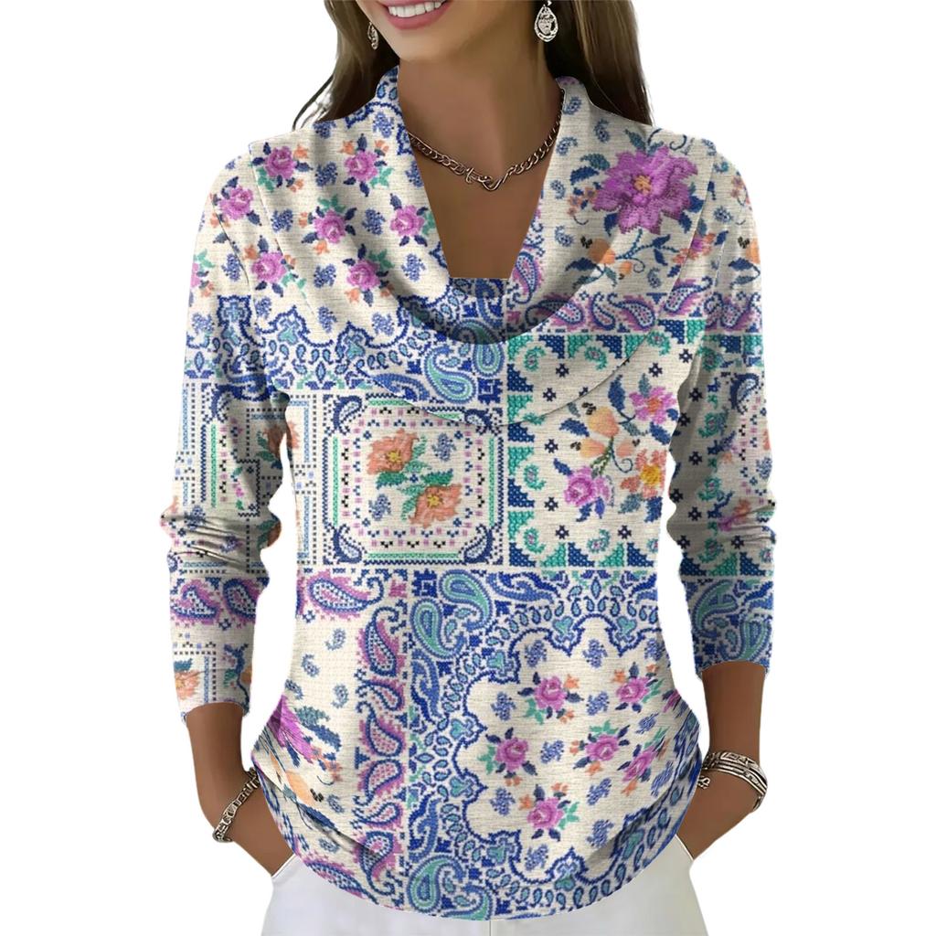 Женский повседневный и модный свитер с круглым вырезом, длинными рукавами и принтом