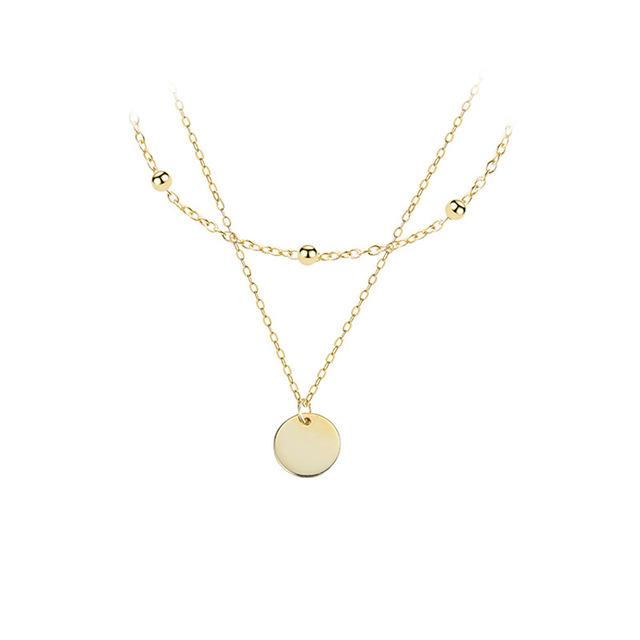 Модное двухслойное ожерелье-чокер из стерлингового серебра 925 пробы с круглым кулоном, ожерелья в подарок для женщин, изысканные аксессуары, ювелирные изделия