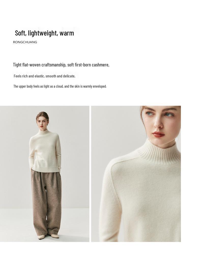 2026 Autumn/Winter Women's Cashmere High Neck Saddle Shoulder Knit Sweater
