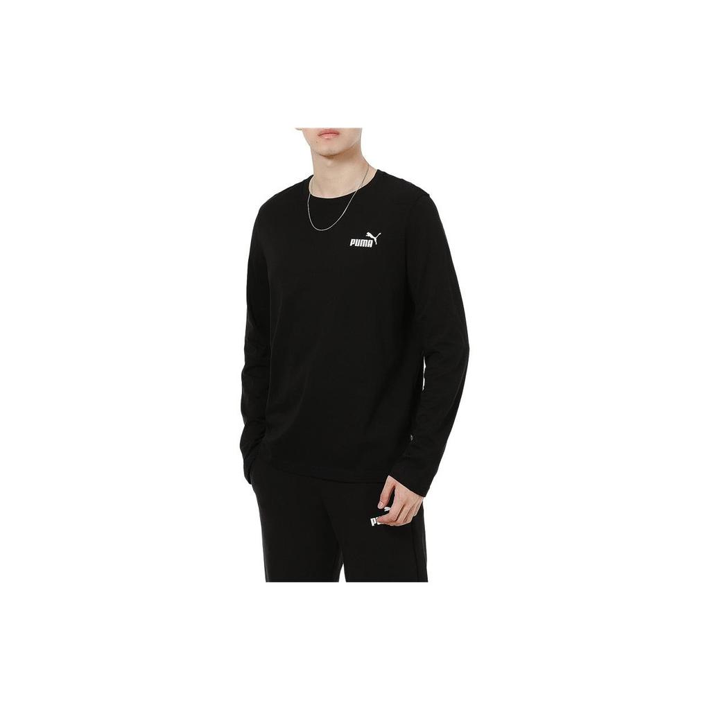 Puma Тренировочная спортивная дышащая футболка с логотипом и круглым вырезом с длинными рукавами, мужские топы, черные 589027-01