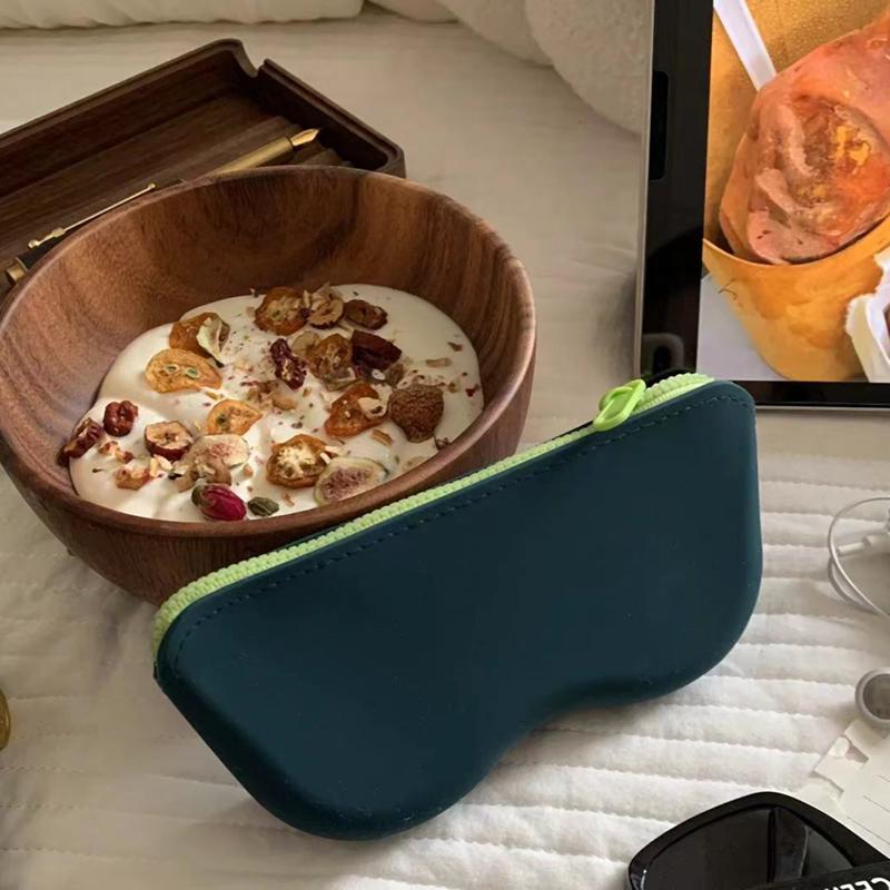 Soft Silicone Zipper Glasses Bag Storage Waterproof Bag Cosmetic Coin Bag Case For Women Girls Candy Color Dustproof Glasses Box