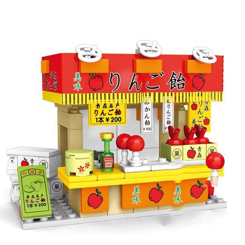 Sembo City Японский Уличный Пейзаж Магазин Барбекю Суши Ледяная Стружка Рамен Создание Атмосферы Строительные Блоки Кирпичные Игрушки креативный Эксперт Классический