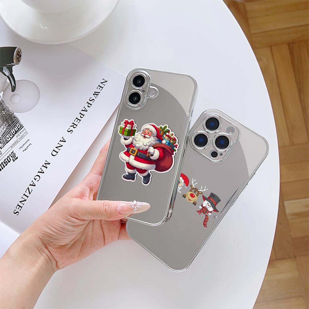 Чехлы для телефонов Ae120 Merry Christmas Santa design из гальванизированного стекла для Samsung S25 Ultra iPhone 11 16 Pro Xiaomi Redmi, полная защита объектива, задняя крышка