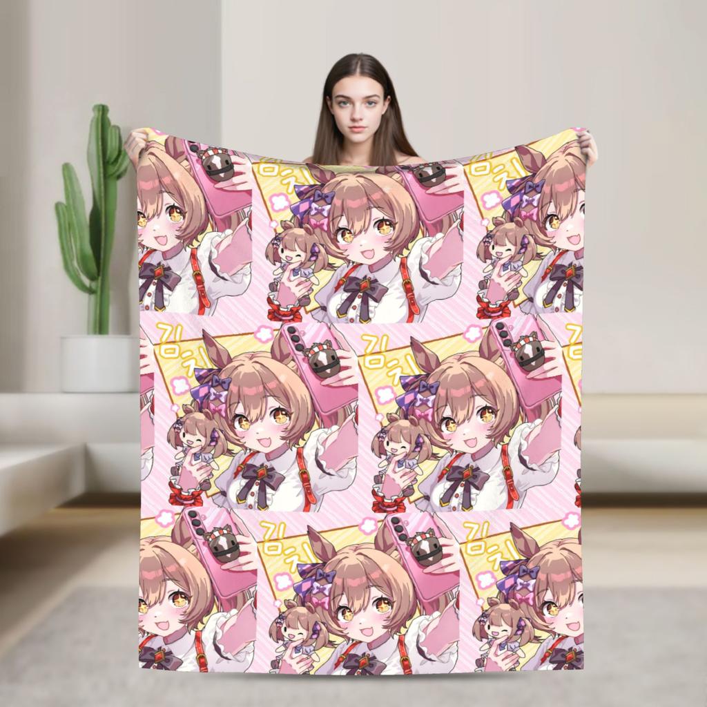 Umamusume Pretty Derby Mejiro Blanket Fleece Autumn/Winter  Portable Lightweight Throw Blanket for Bed Bedroom Rug Piece
