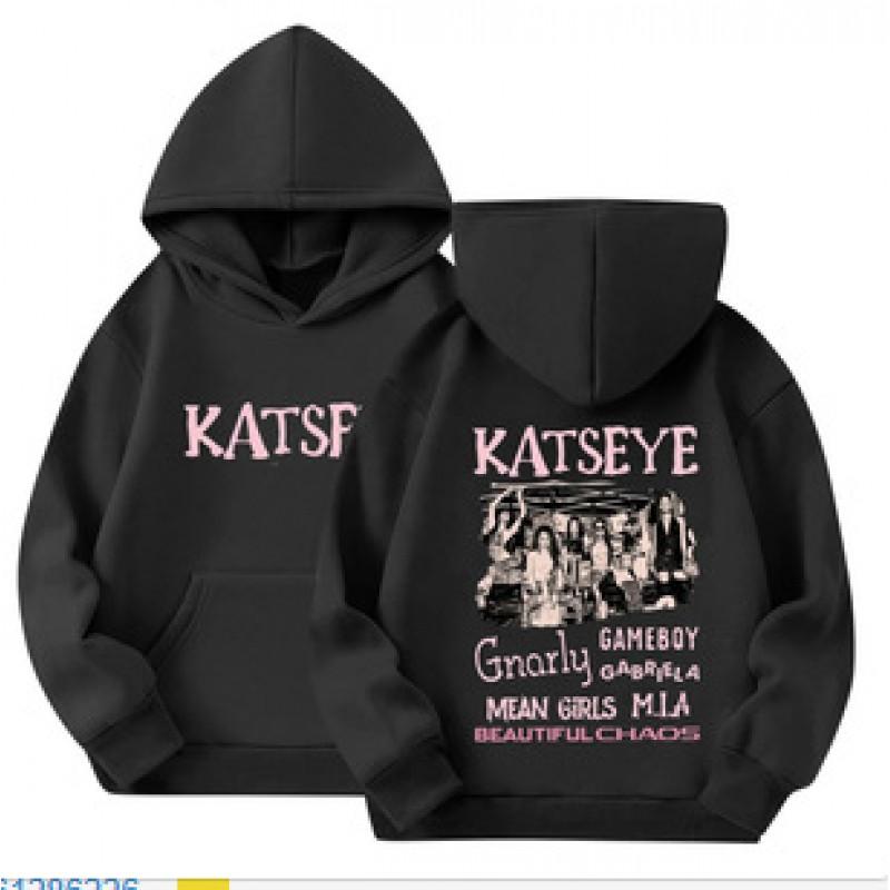 KATSEYE PINKY UP Худи в стиле K-pop для женщин и мужчин Y2K Уличная одежда Свободный свитшот с принтом Повседневный с длинным рукавом