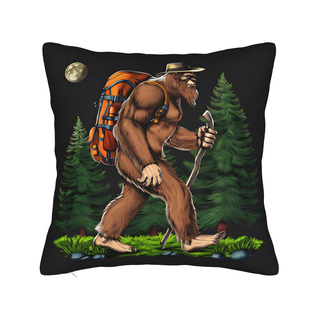 Bigfoot Hiking Illustration Printed Pillow Cover Vintage Pillow Case For Sofa Couch Bed Living Room Design Pillowcases Gift
