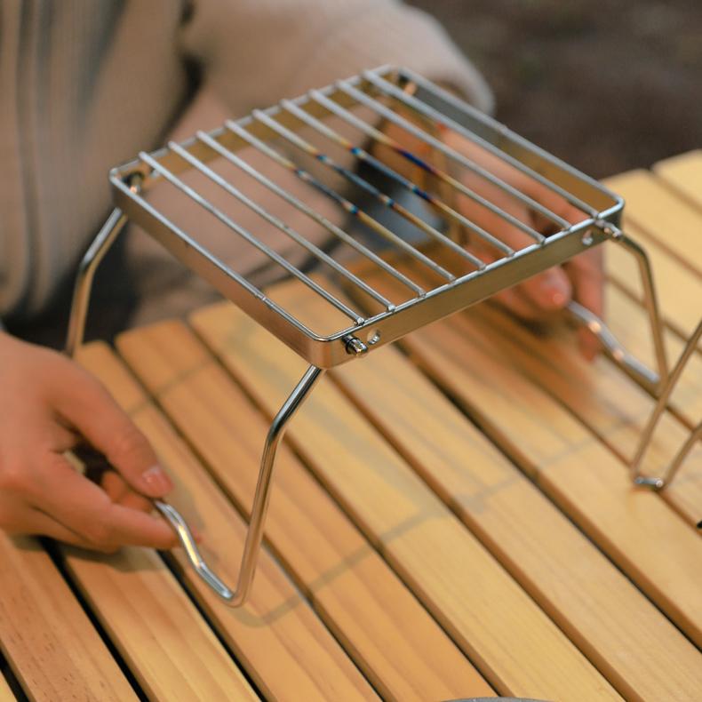 Folding Campfire Grill Portable Stainless Steel Camping Grill Grate Gas Stove Stand Outdoor Wood Stove Stand