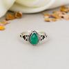925 Sterling Silver Green Onyx Gemstone Pear Shape Ring For Women