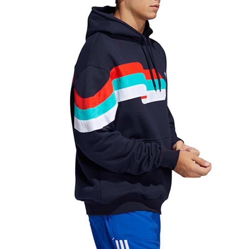 adidas Толстовка Originals Ripple с капюшоном, с принтом из букв, с длинными рукавами, синяя FM1518