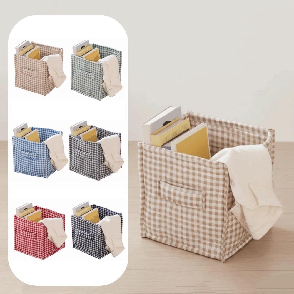 Collapsible Desktop Storage Box Plaid Print Underwear Socks Storage Basket Desk Organizer