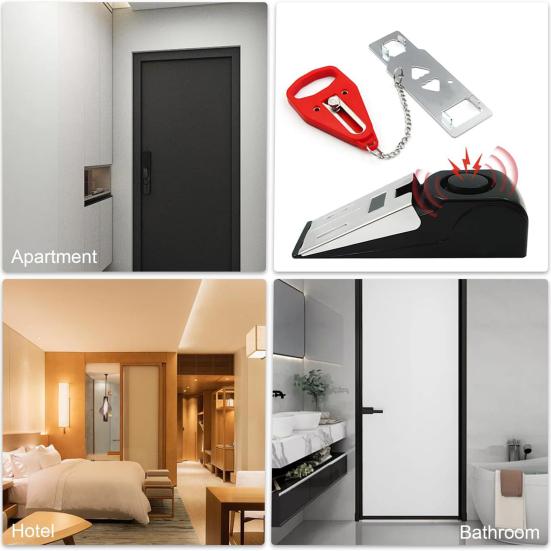Портативный дверной стоп-сигнал для путешествий, дверной замок отеля, громкий звук 120 дБ, питание от батареек, простая установка, дверной стоп-сигнал