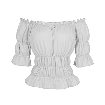 Однотонная короткая женская футболка в стиле ретро с коротким рукавом и вырезом-лодочкой