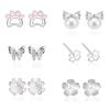 Earrings Set Leave It On 6 Pair Set Compatible with Metal Allergies Second Piercing Ladies 18K Coating Allergy Friendly Cute Smaller 925 Silver 2