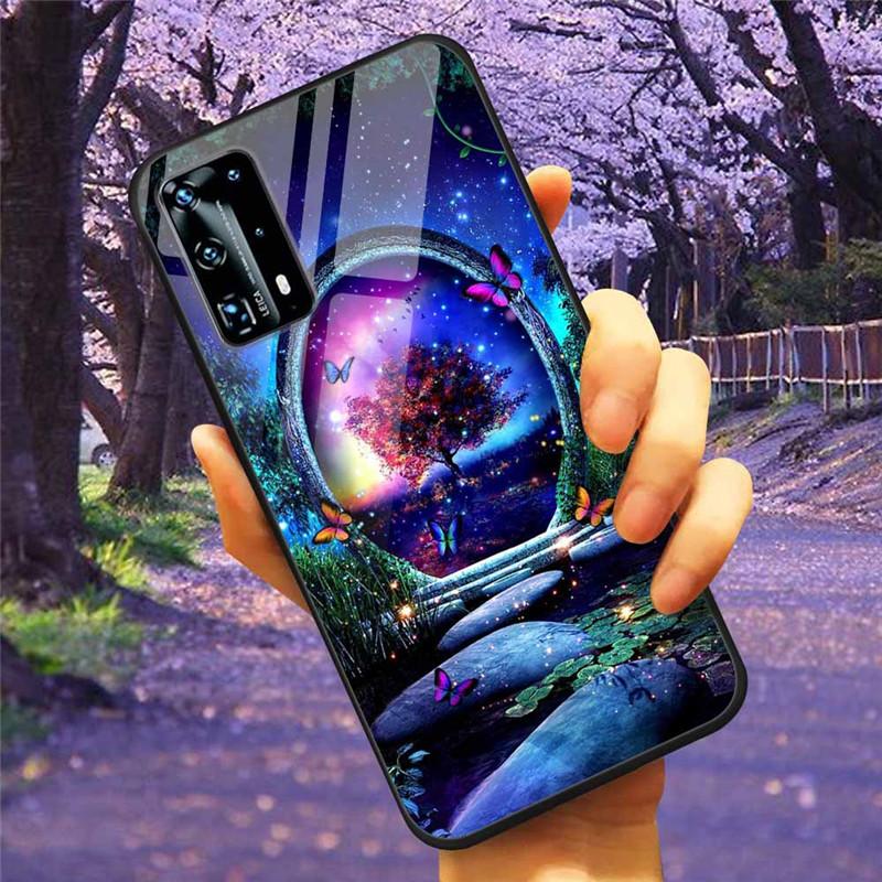 Для Huawei P40 Lite / P40Pro Чехол P 40 Закаленное Стекло Звездный Мрамор Жесткая Задняя Крышка для Huawei P40 Pro / P40Lite E Чехлы Coque