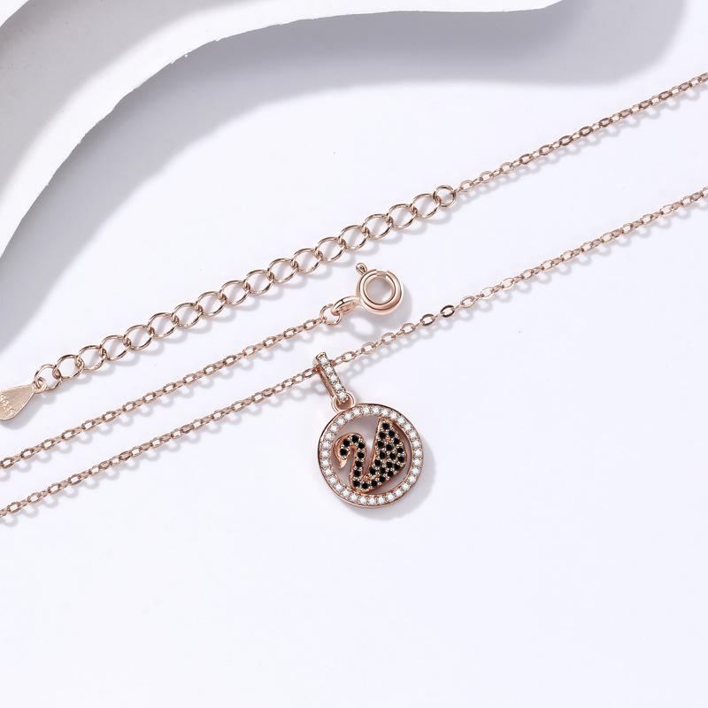 Swan Necklace Female Niche Light Luxury Fashion Versatile Temperament Advanced Full Diamond Black Swan Collarbone Chain Female Quality